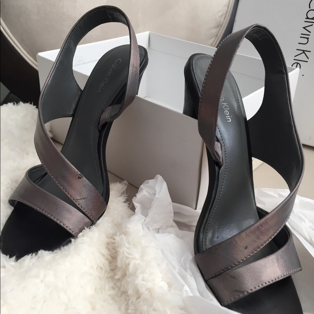 Calvin Klein metallic sling-sandals